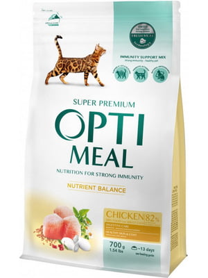 Сухой корм для котов Optimeal со вкусом курицы 700 г | 6654409