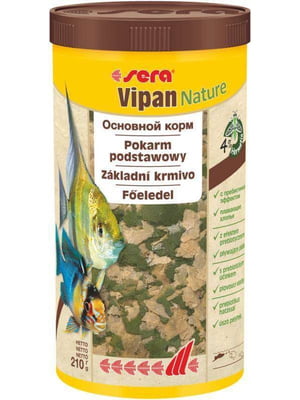 Корм Sera Vipan Nature для аквариумных рыб в хлопьях 1000 мл 210 гр | 6654445