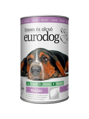 Консерва для собак EuroDog шматочки печінки у желе 1,240 г | 6654509
