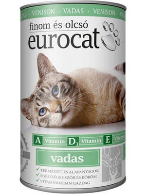 Консерва для взрослых котов EuroCat кусочки оленины в желе 415 г | 6654520