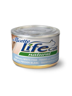 Консерва для взрослых котов LifeCat тунец и белая рыба 150 г | 6654594