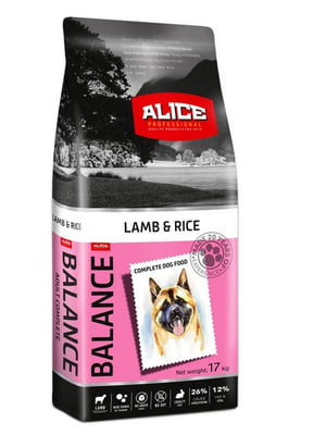Сухой корм Alice Balance Lamb and Rice с ягненком и рисом 17 кг | 6654595
