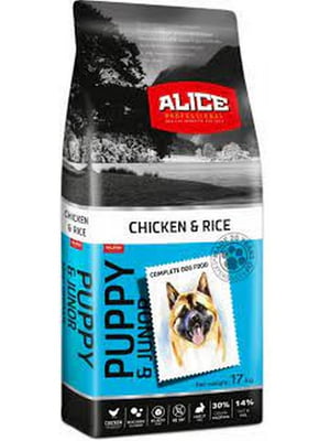 Сухий корм Alice Puppy & Junior Chicken and Rice з куркою, рисом та овочами 17 кг | 6654597