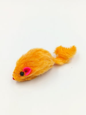 Іграшка для котів миша з хутра помаранчева 5 см | 6654680