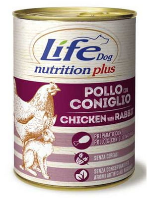 Консерва для собак LifeDog с мясом курицы и кролика 400 г | 6654701