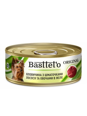 Консерва для дорослих собак Basttet`o Original Курка зі шматочками яловичини в желе 85 г | 6654747