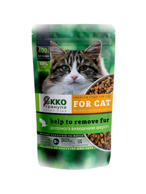 Сухой корм для котов Ekko гранула шерстевыводящий 400 г | 6654758