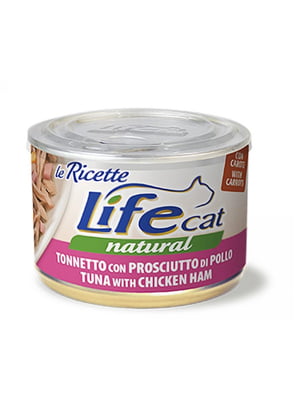 Консерва для дорослих котів LifeCat тунець з курячою шинкою 150 г | 6654763