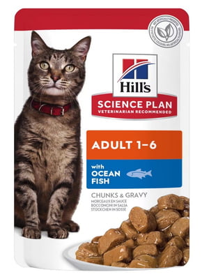 Пауч Hill's Science Plan Feline Adult для кошек с океанической рыбой 85г | 6654772