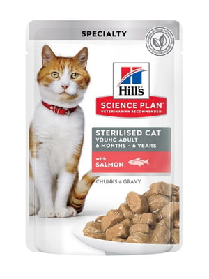 Пауч Hill's Science Plan Sterilised Cat для стерилизованных кошек с лососем 85г | 6654775