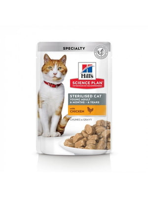 Пауч Hill's Science Plan Sterilised Cat для стерилизованных кошек с курицей 85г | 6654777