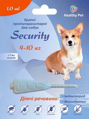 Краплі протипаразитарні для собак Heathy Pet Security 4-10кг 1,0 мл | 6654847