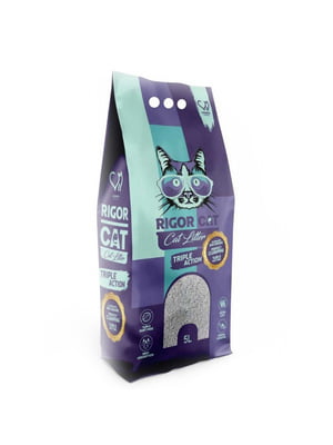 Наполнитель для кошачьего туалета Rigor Cat Lavender бентонитовый комкующий с ароматом лаванды 5 л | 6654899