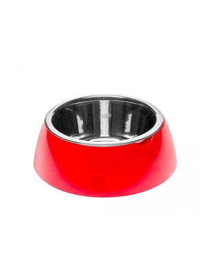 Миска металева для котів та собак Ferplast Jolie Medium Red Bowl на пластиковій підставці 0,9 л | 6655010