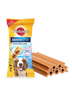 Лакомство Pedigree Denta Stix для чистки зубов собак средних пород 7 шт 180 гр | 6655070
