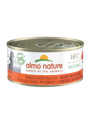 Консервированный корм для котов Almo Nature HFC Natural Adult Cat с курицей и тыквой 150 г | 6655085