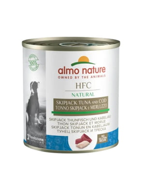 Консервований корм для собак HFC Natural Adult Dog Almo Nature Skipjack Tuna&Cod зі смугастим тунцем 280 г | 6655092