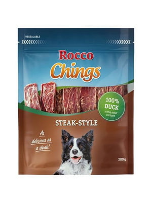 Лакомство Rocco Chings Steak-Style для собак филе утки полосками 200 г ЦЕНА ЗА 1 КГ | 6655168