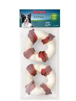 Пончик Rocco Donut для собак с мясом говядины и утки 130 г ЦЕНА ЗА 1 ШТ | 6655175