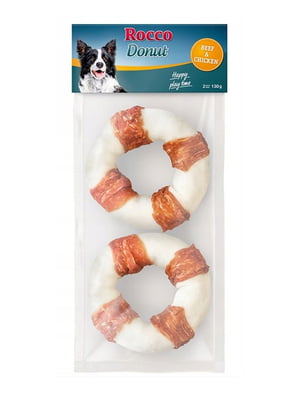 Пончик Rocco Donut для собак з м`ясом яловичини та курки 130 г ЦІНА ЗА 1 ШТ | 6655176
