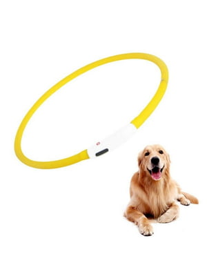 Светящийся LED ошейник для собак с USB зарядкой 70 см Желтый | 6655208