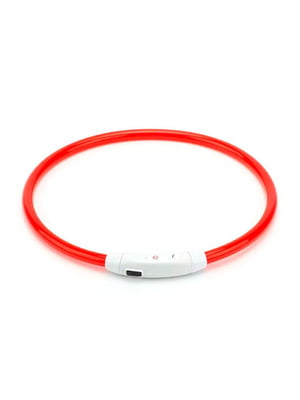 LED нашийник для собак з USB зарядкою 50 см Червоний | 6655217