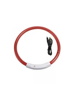 LED нашийник для собак з USB зарядкою 35 см Червоний | 6655219