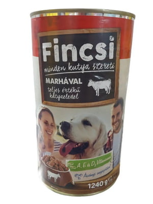 Вологий корм для дорослих собак Fincsi з яловичиною - 1.24 кг | 6655230