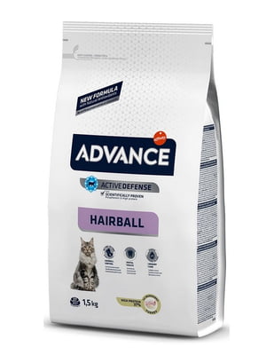 Сухой корм для домашних котов и кошек Advance Hairball с индейкой 1.5 кг | 6655371