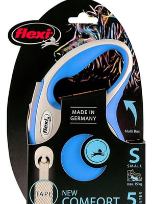 Повідець-рулетка Flexi New Comfort S стрічка 5 м Синій | 6655382
