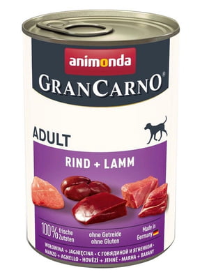 Вологий корм Animonda GranCarno Adult Beef + Lamb з яловичиною та ягнятим для собак 400 г | 6655443