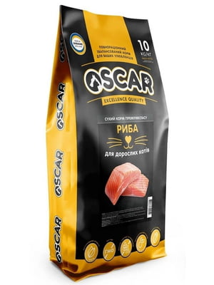 Полнорационный сухой корм для взрослых котов OSCAR рыба 10 кг | 6655569