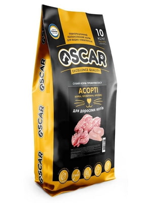 Повнораціонний сухий корм для дорослих котів OSCAR Асорті 10 кг | 6655570