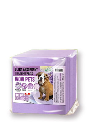 Пелюшки Wow Pets Ultra-Absorbent суперпоглинаючі для цуценят та собак з лавандою 60 x 60 см ЦІНА ЗА 1 ШТ | 6655578