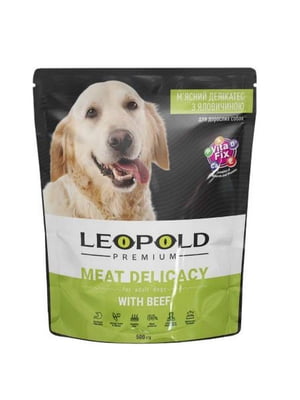 Консерва для взрослых собак Леопольд Премиум мясной деликатес говядина 500 г | 6655712