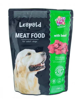 Консерва для взрослых собак Леопольд Премиум мясной деликатес говядина 1250 г | 6655713