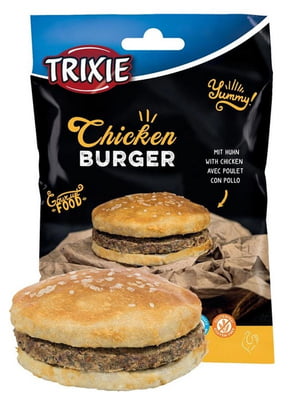 Лакомство для собак Trixie Chicken Burger Бургер с курицей и сыромятной кожей 9 см 140 г | 6655720