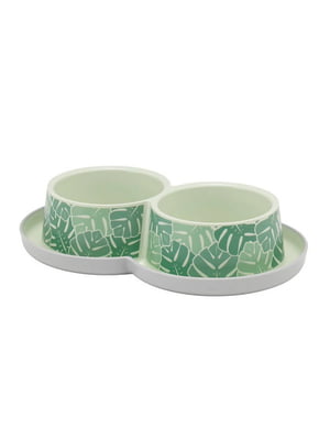 Двойная миска Moderna Trendy Dinner Eden для кошек, светло-зеленый, 2х350 мл, 10 см | 6655733