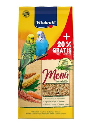 Корм для хвилястих папуг Vitakraft «Premium Menu» 1 кг + 20 % | 6655808