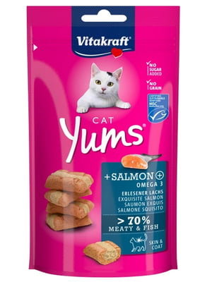 Лакомство для кошек Vitakraft Yums с лососем и Омега-3 40 г | 6655810