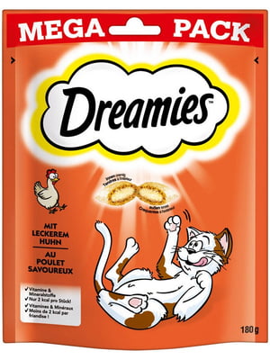 Ласощі для котів Dreamies Cat подушечки зі смаком курки 180 г | 6655822