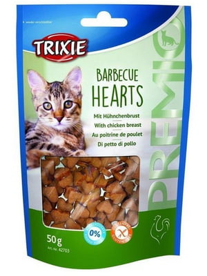 Лакомства для кошек Trixie Pemio Barbecue Hearts сердечки с курицей 50 г | 6655912
