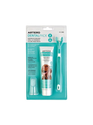 Набор Artero Dental Pack для чистки зубов собак, зубная щетка, напальчник и зубная паста H691 | 6655951