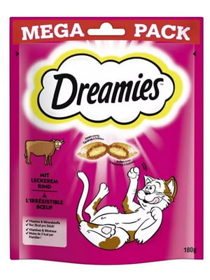 Ласощі для котів Dreamies Cat подушечки з яловичиною 180 г | 6656009