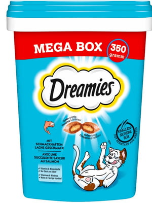 Ласощі для котів Dreamies Cat подушечки зі смаком лосося 350 г | 6656011
