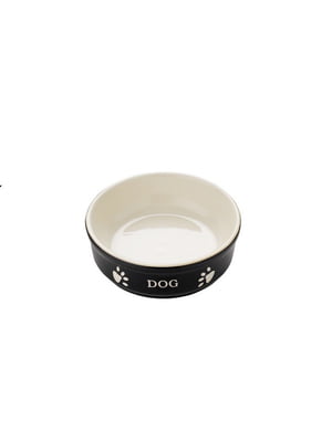 Миска для собак Nobby 68766 DOG кераміка чорно-бежева 13,5 см 240 мл | 6656047