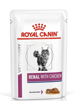 Консерва для дорослих котів Royal Canin Renal chiken пауч 85 г | 6656132