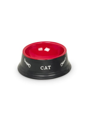 Миска Nobby 73386 для кошек и собак керамическая черно-красная 14 см 240 мл | 6656264