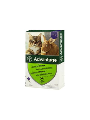 Капли Bayer Advantage 80 от заражений блохами для котов и кроликов свыше 4 кг, цена за 1 пипетку | 6656362