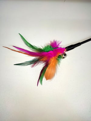 Игрушка для котов длинная палочка с короткими разноцветными перьями | 6656454